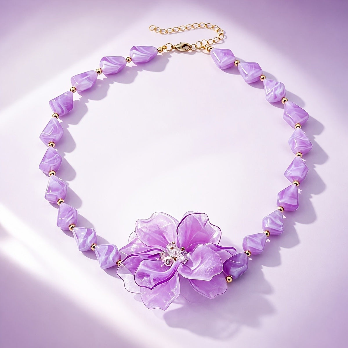 Romantic Lilac Resin Flower Necklace