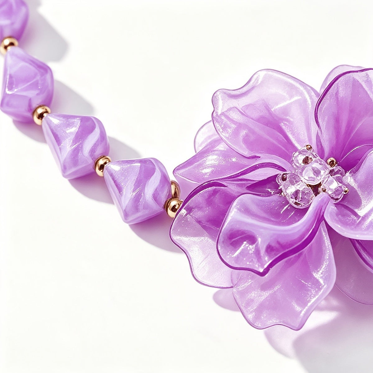 Romantic Lilac Resin Flower Necklace