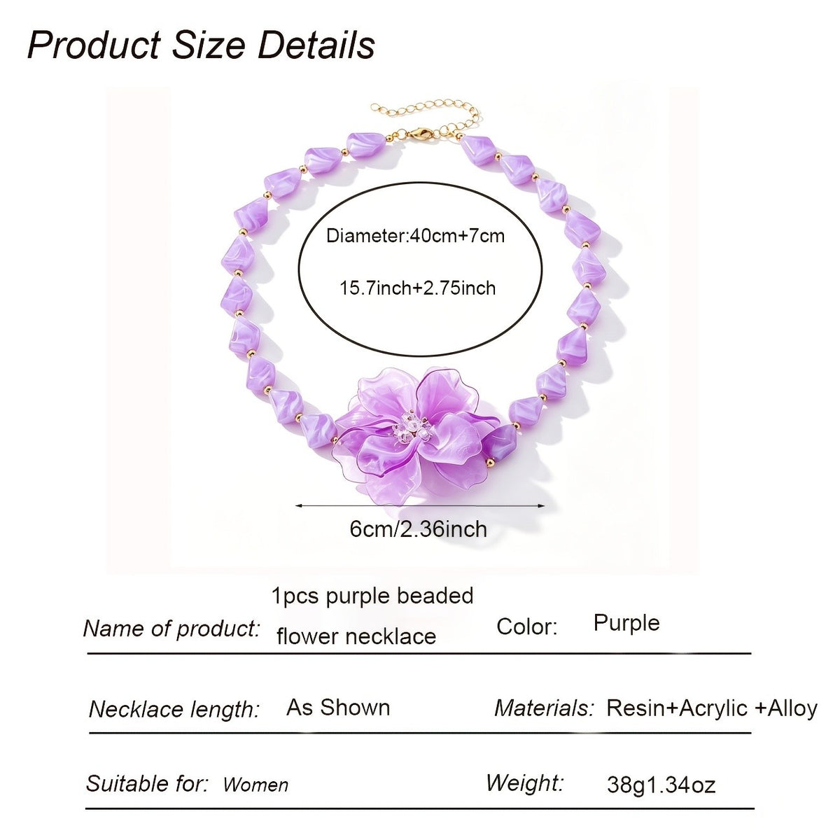 Romantic Lilac Resin Flower Necklace
