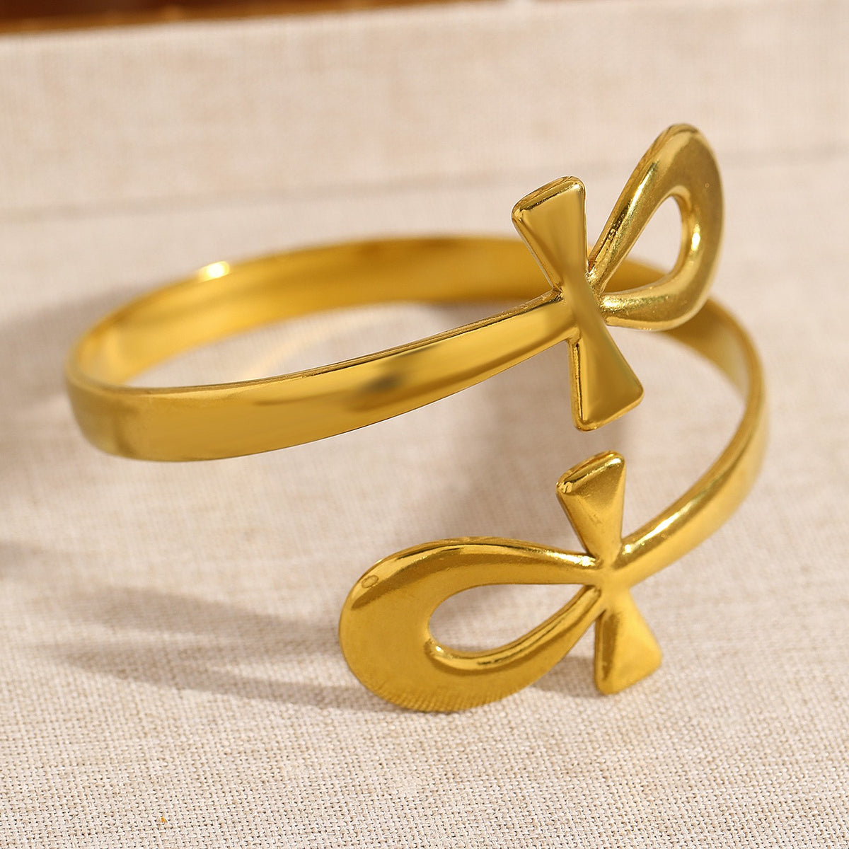 Classy Ankh Symbol Open Cuff Bracelet