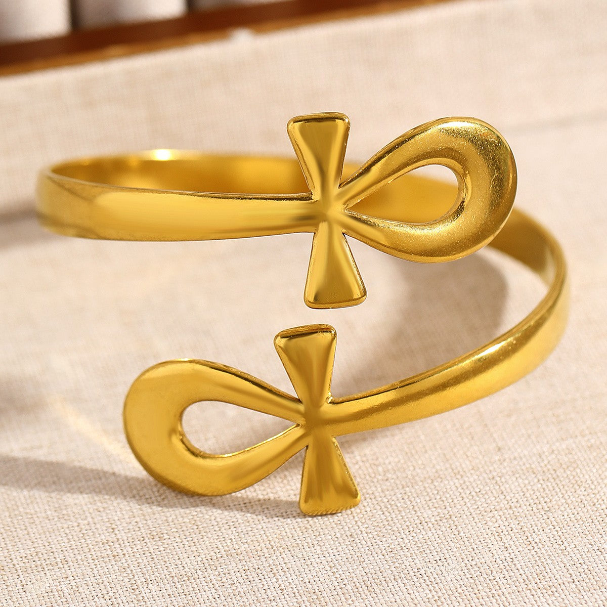 Classy Ankh Symbol Open Cuff Bracelet