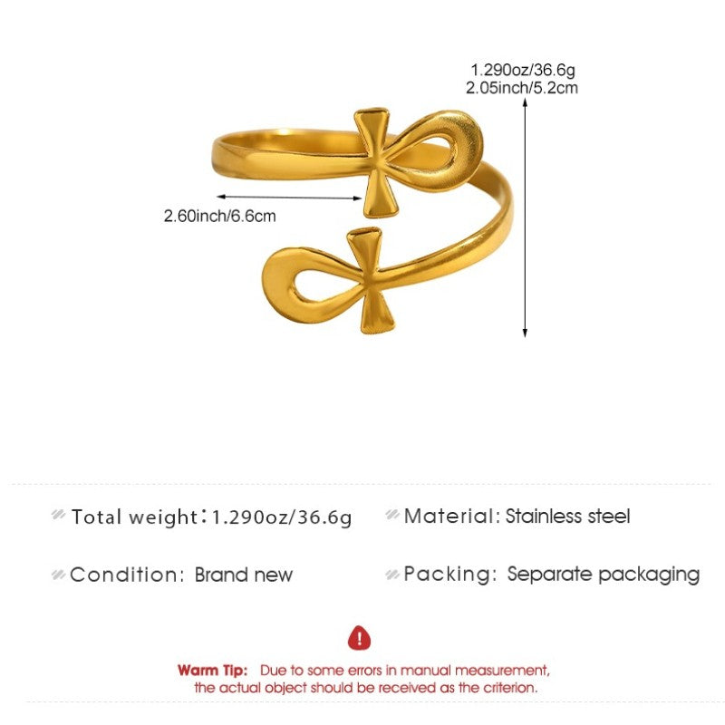 Classy Ankh Symbol Open Cuff Bracelet
