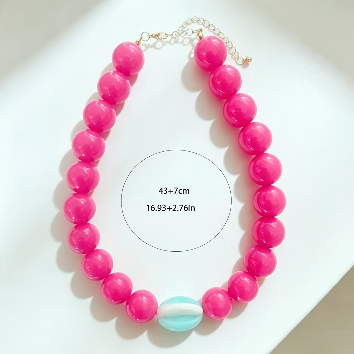 18k Boho Red Acrylic Bead Necklace