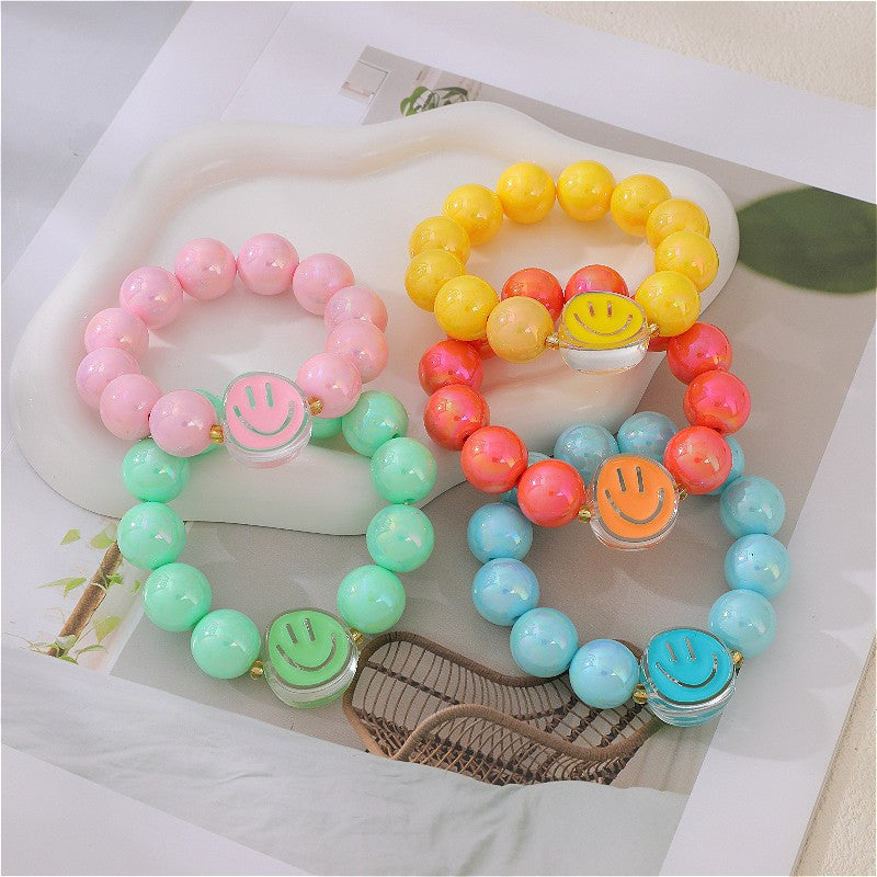 Boho Multicolor Smiley Face Resin Bracelet