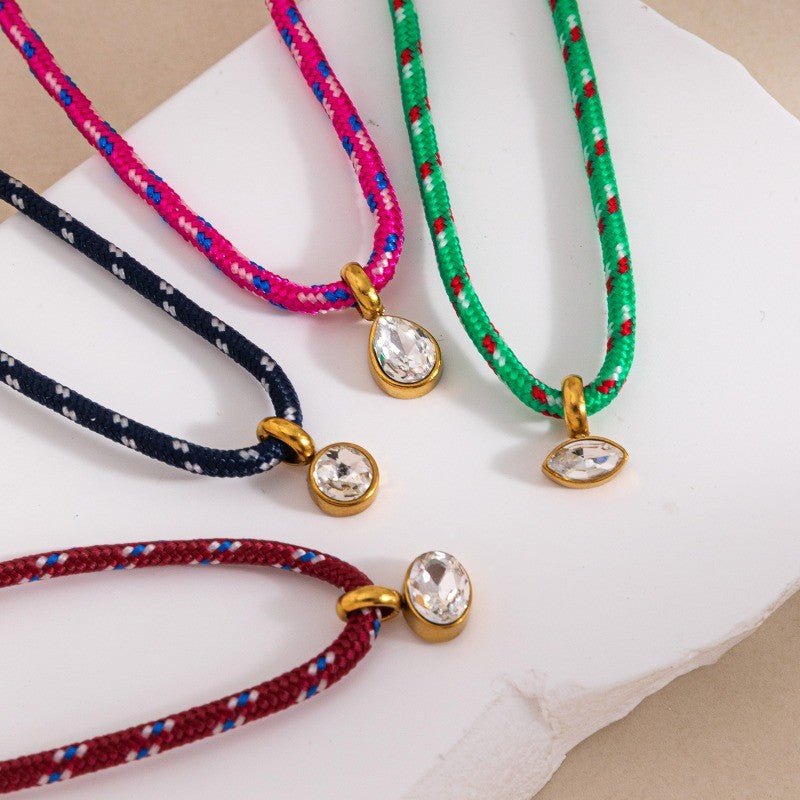 18k Boho Woven Rope Zircon Necklace