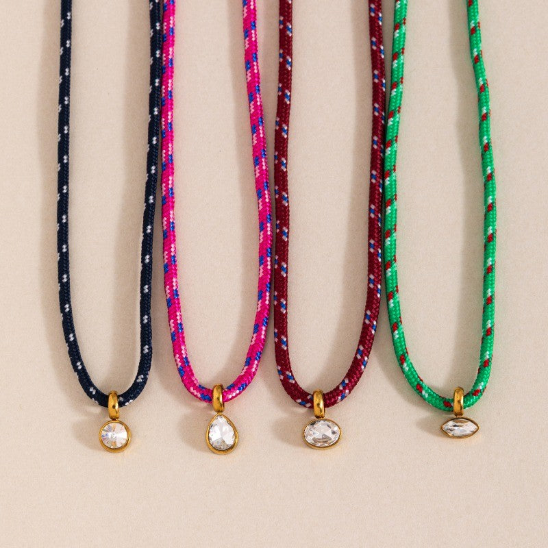18k Boho Woven Rope Zircon Necklace