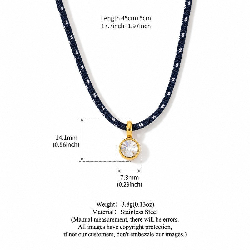 18k Boho Woven Rope Zircon Necklace