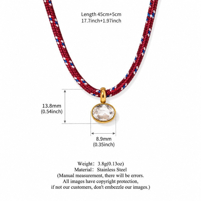 18k Boho Woven Rope Zircon Necklace