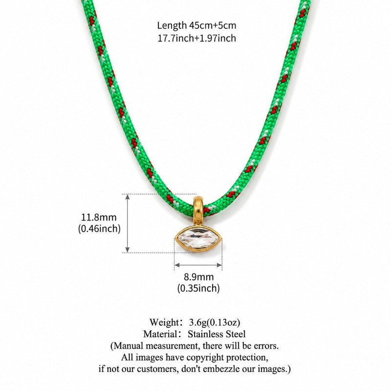 18k Boho Woven Rope Zircon Necklace