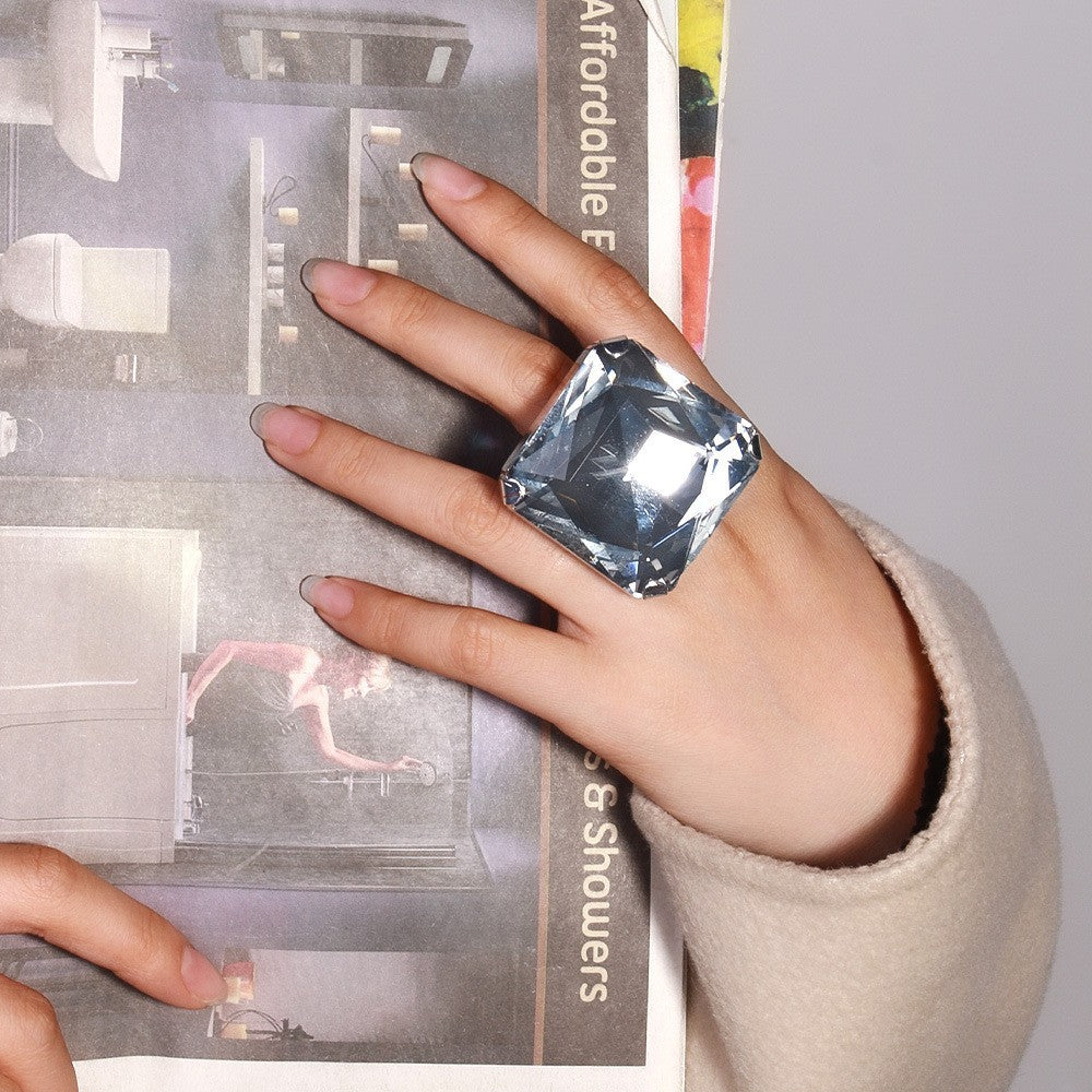 Statement Iridescent Square Open Ring
