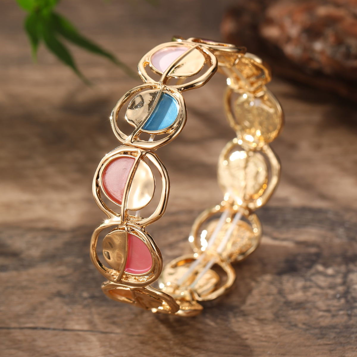 Boho Vintage Enamel Stretch Bracelet