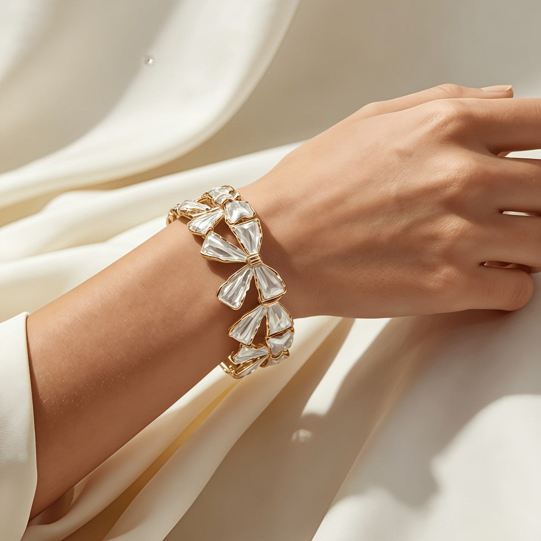 Elegant Enamel Bow Bracelet