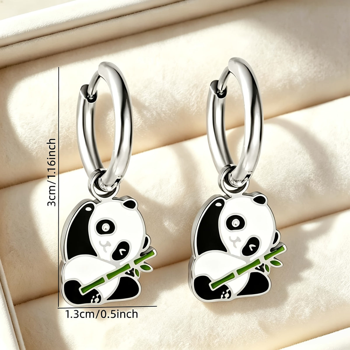 18k Dainty Panda Hoop Earrings
