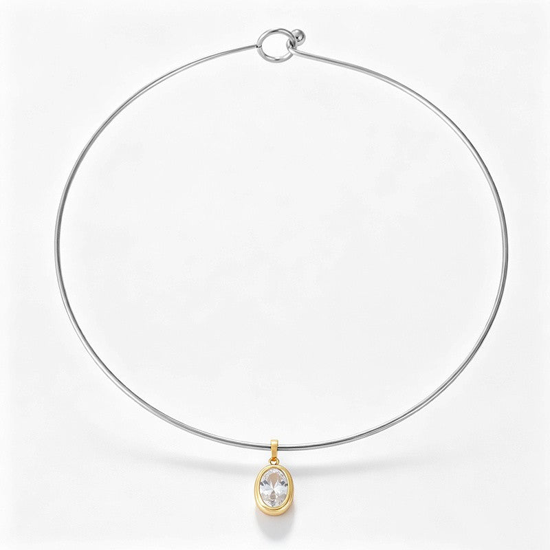 18k Elegant Multi-Shape Zircon Choker Necklace