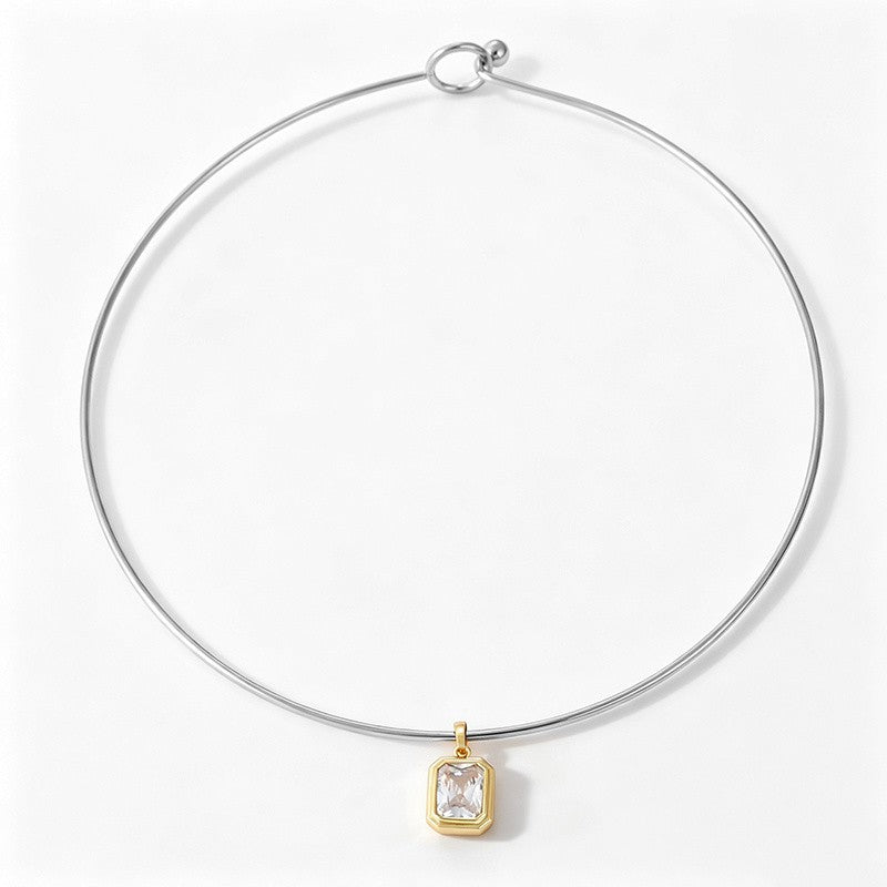 18k Elegant Multi-Shape Zircon Choker Necklace