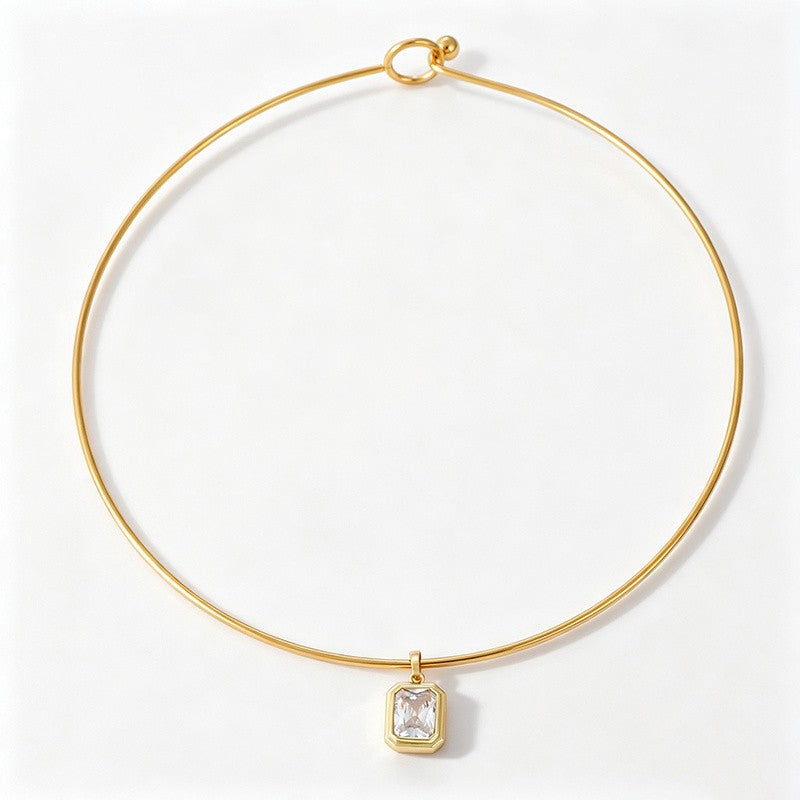 18k Elegant Multi-Shape Zircon Choker Necklace