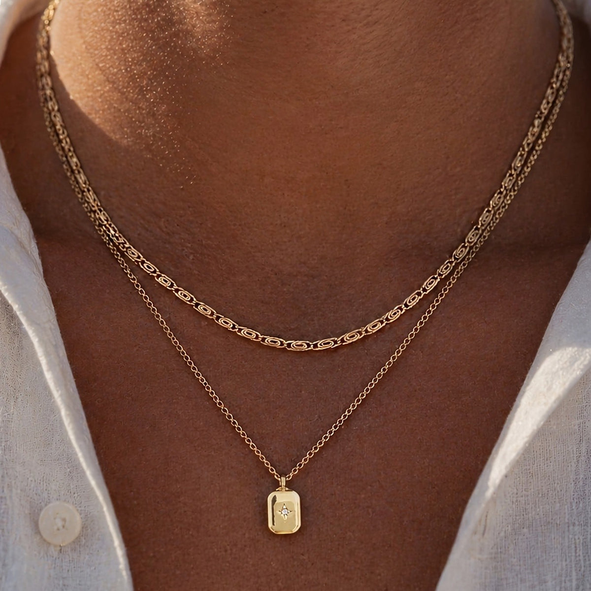 2pc Dainty Layered Chain Necklace Set