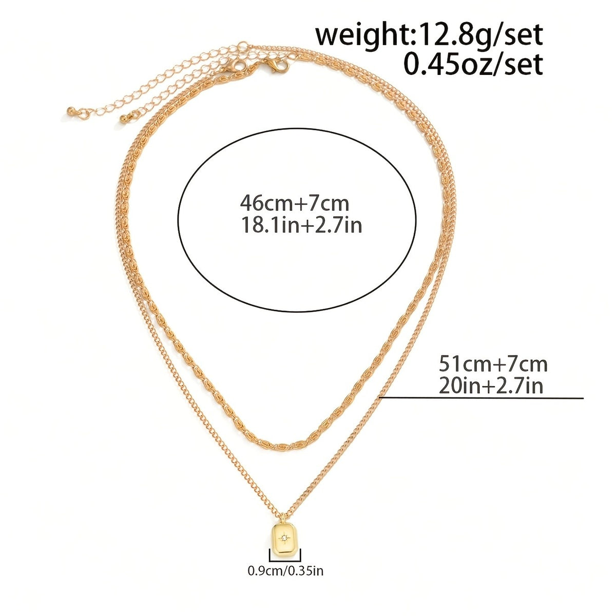 2pc Dainty Layered Chain Necklace Set