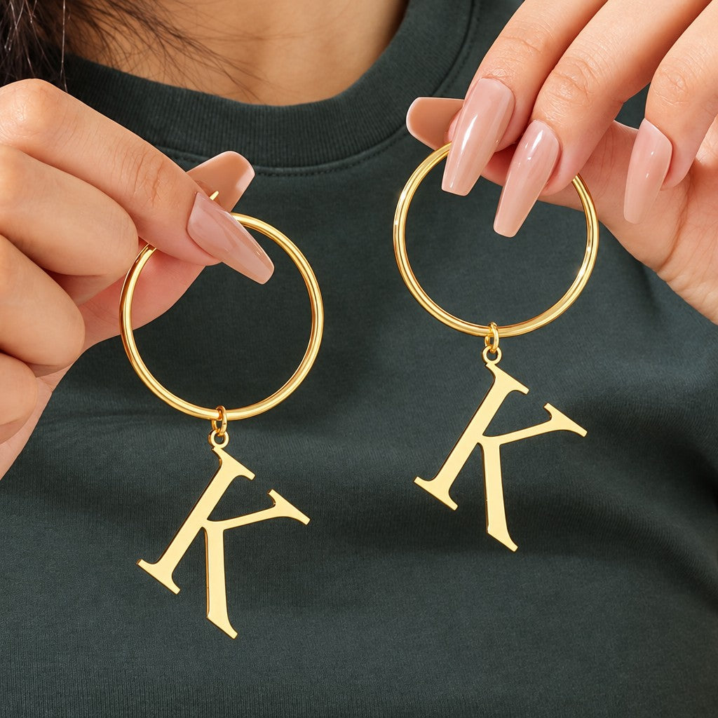 Classy Custom Initial Hoop Earrings