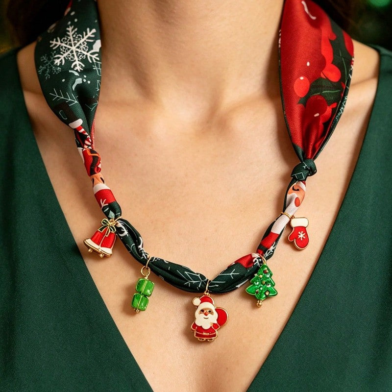 Festive Printed Scarf Charm Necklace
