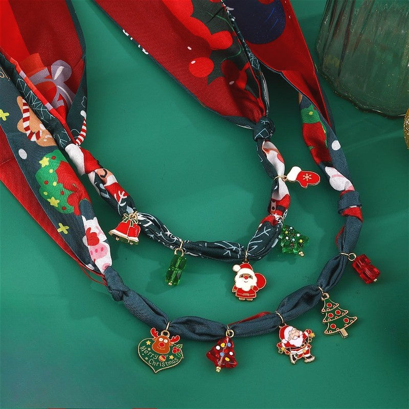 Festive Printed Scarf Charm Necklace