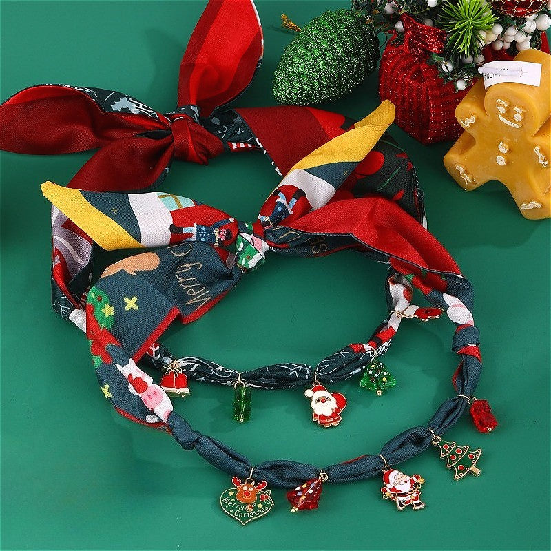 Festive Printed Scarf Charm Necklace