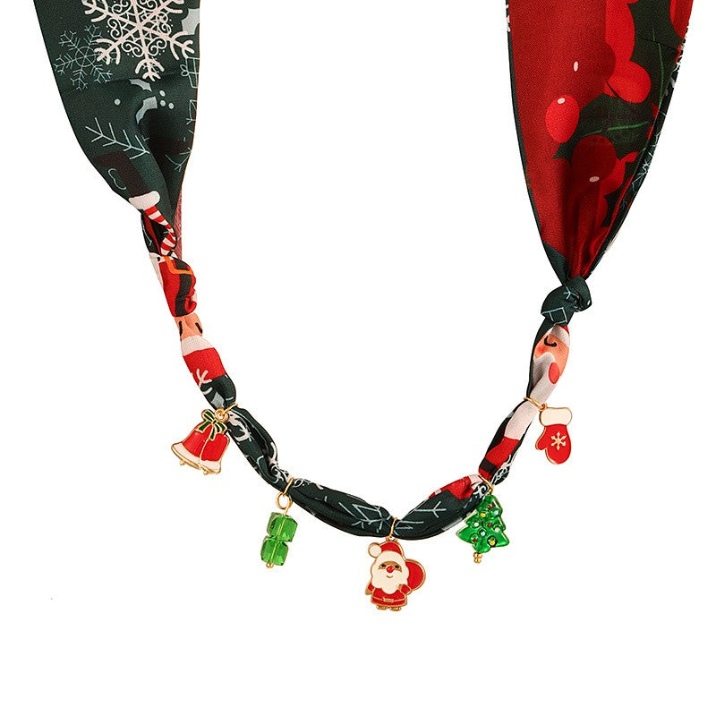 Festive Printed Scarf Charm Necklace