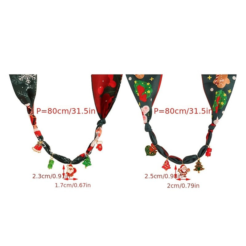 Festive Printed Scarf Charm Necklace