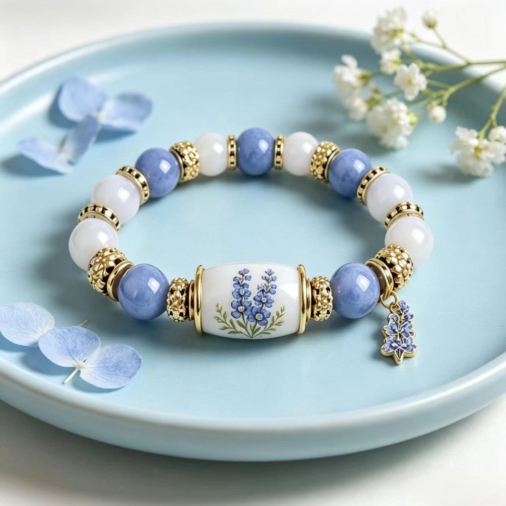 Romantic Floral Porcelain Bead Bracelet