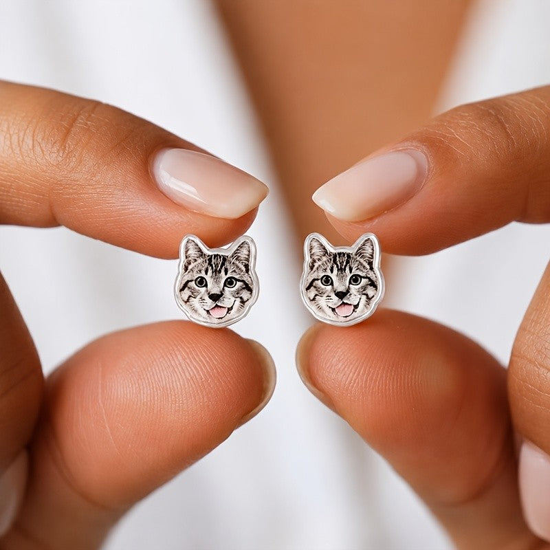 Cute Custom Pet Photo Acrylic Stud Earrings