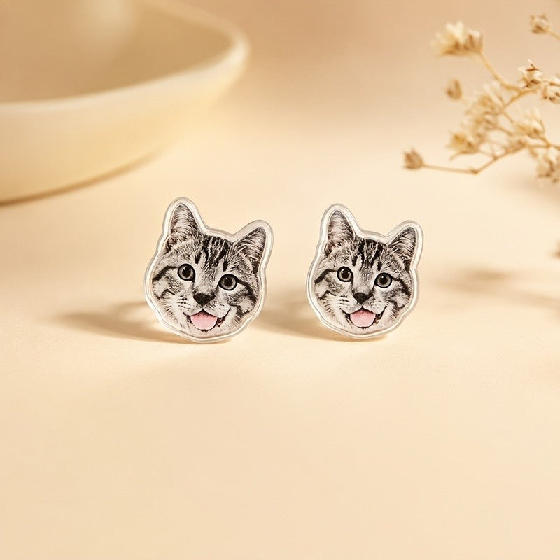 Cute Custom Pet Photo Acrylic Stud Earrings