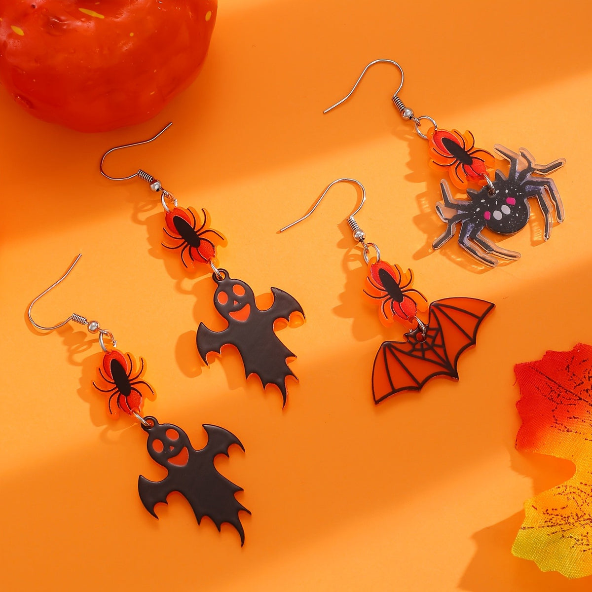 Gothic Spider Bat Dangle Earrings