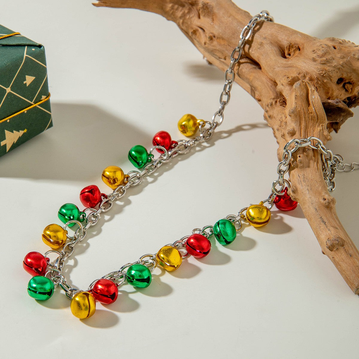 Festive Multi-Color Bell Charm Necklace