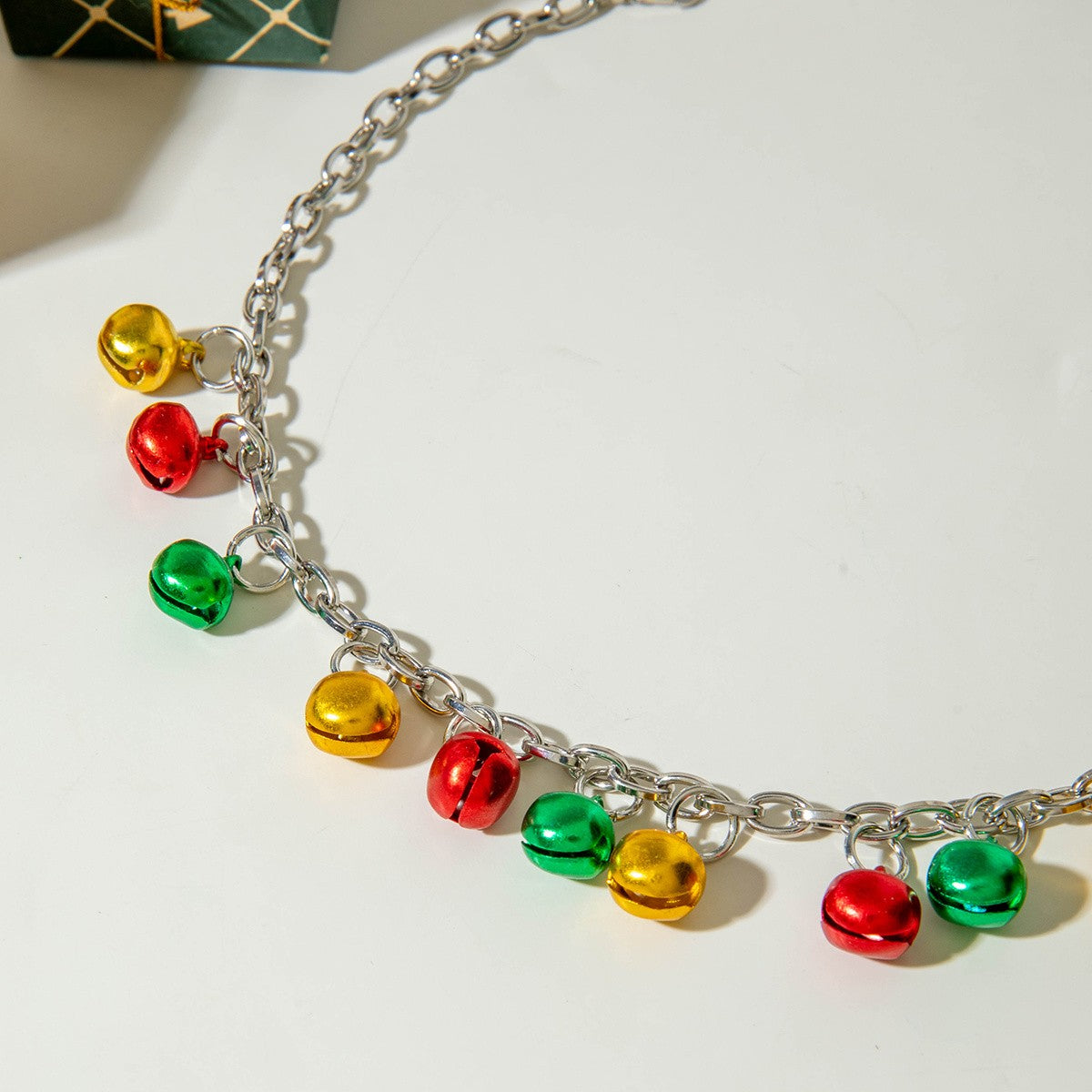 Festive Multi-Color Bell Charm Necklace