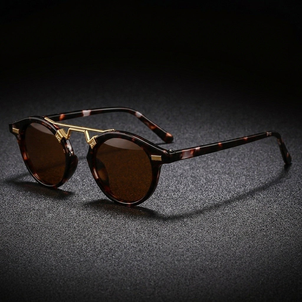 Retro Tortoise Round Sunglasses