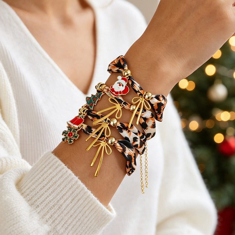 18k Boho Leopard Print Christmas Charm Bracelet