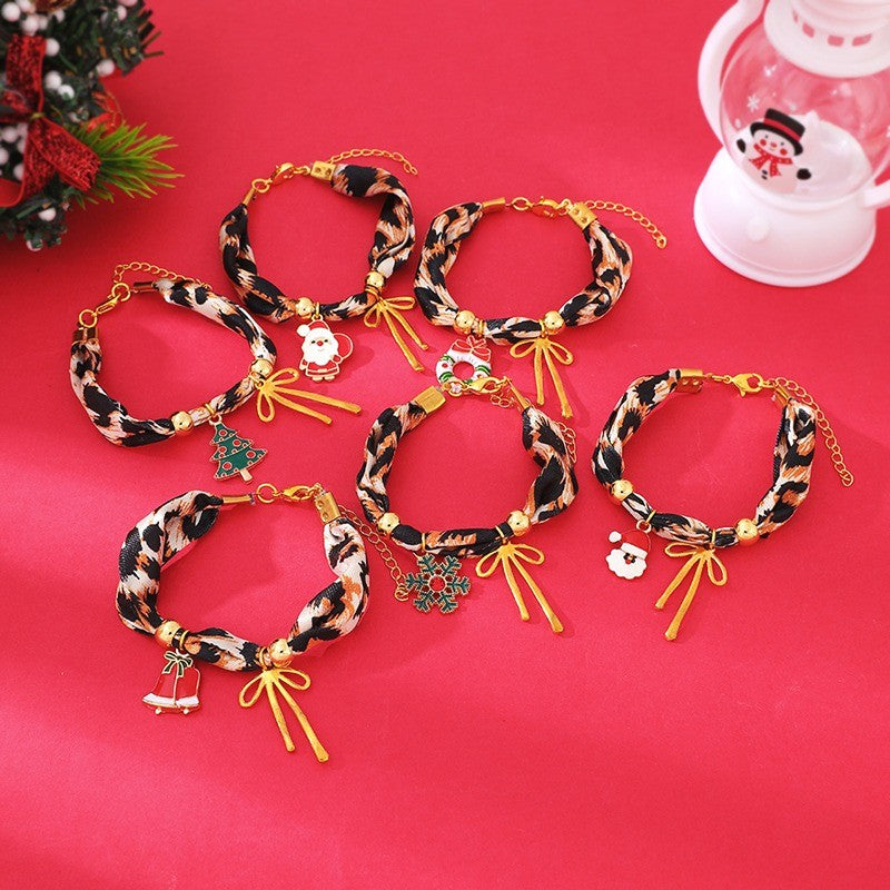 18k Boho Leopard Print Christmas Charm Bracelet