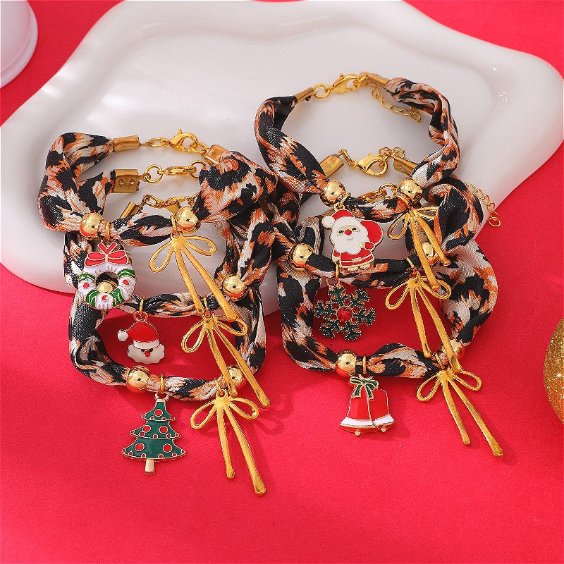 18k Boho Leopard Print Christmas Charm Bracelet