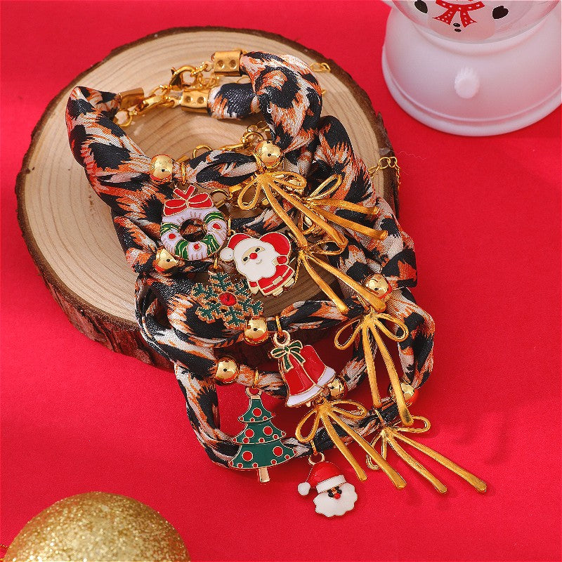 18k Boho Leopard Print Christmas Charm Bracelet