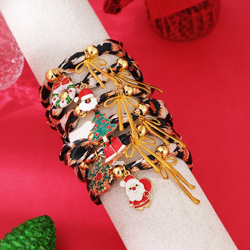 18k Boho Leopard Print Christmas Charm Bracelet