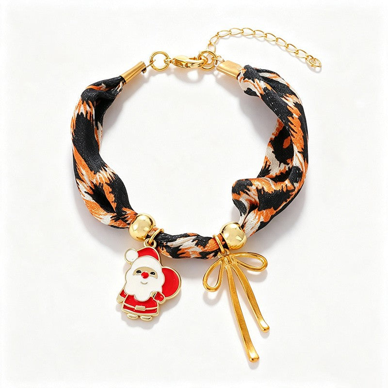 18k Boho Leopard Print Christmas Charm Bracelet
