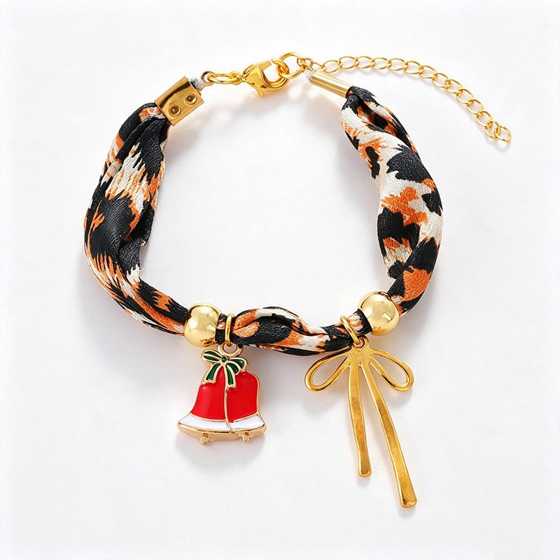 18k Boho Leopard Print Christmas Charm Bracelet