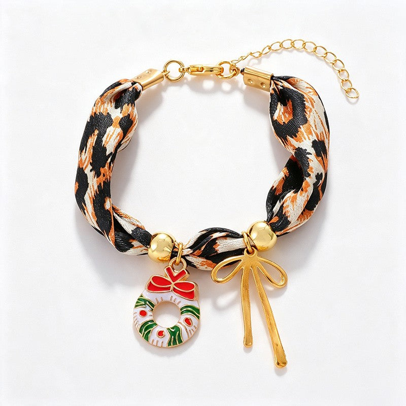 18k Boho Leopard Print Christmas Charm Bracelet