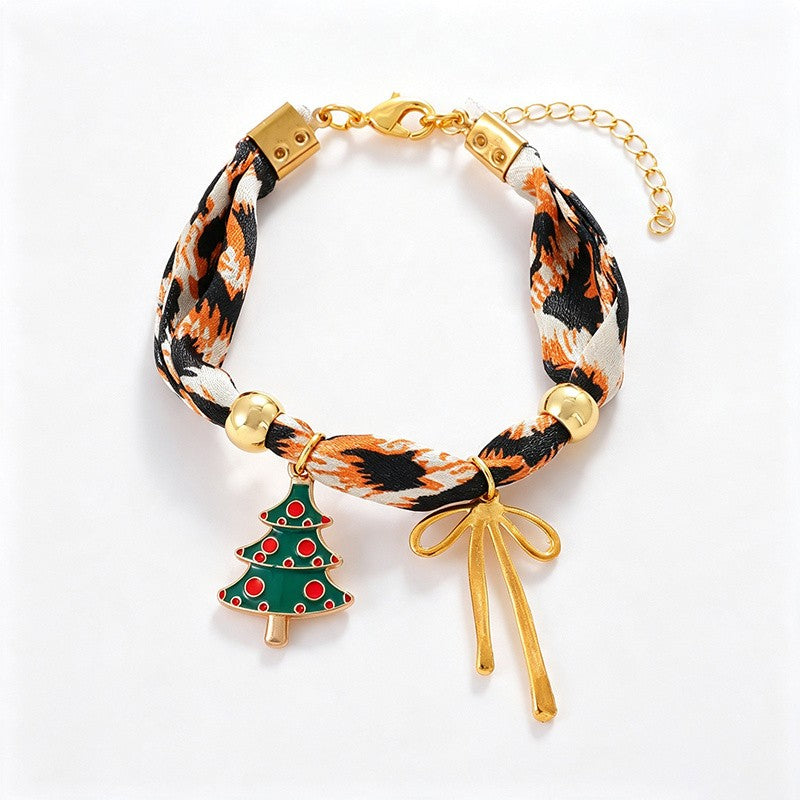 18k Boho Leopard Print Christmas Charm Bracelet