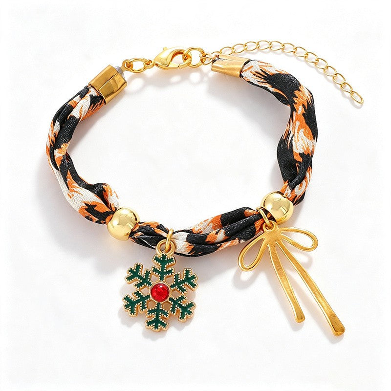 18k Boho Leopard Print Christmas Charm Bracelet