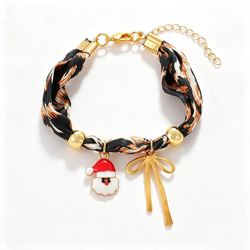 18k Boho Leopard Print Christmas Charm Bracelet