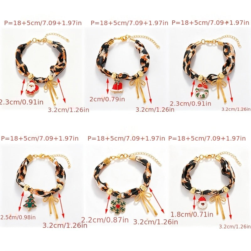 18k Boho Leopard Print Christmas Charm Bracelet