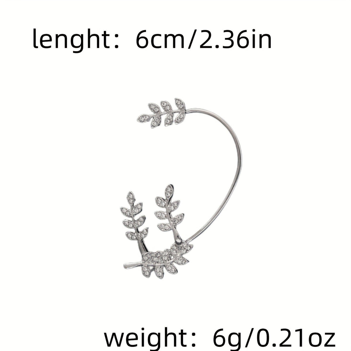 Elegant Zircon Leaf Ear Cuff
