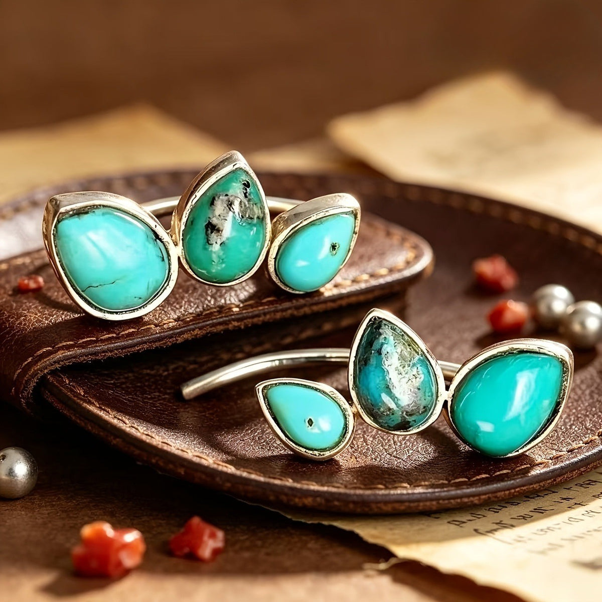 Boho Turquoise Leaf Earrings