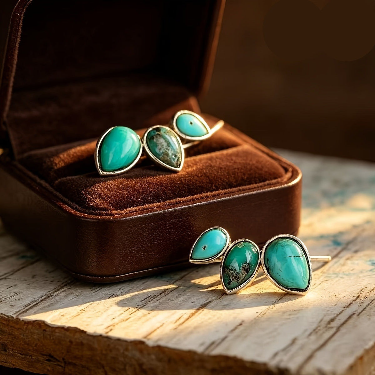 Boho Turquoise Leaf Earrings